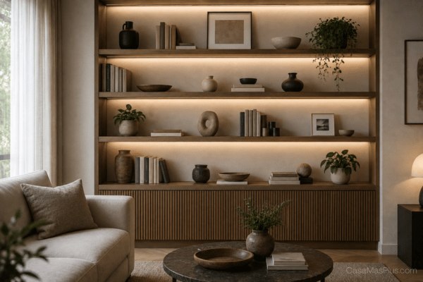 Estantería como elemento decorativo: diseño, composición y errores que evitar